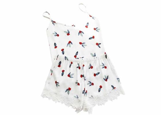 Durable Screen Print Womens Onesie Pajamas Breathable With Lace Edge