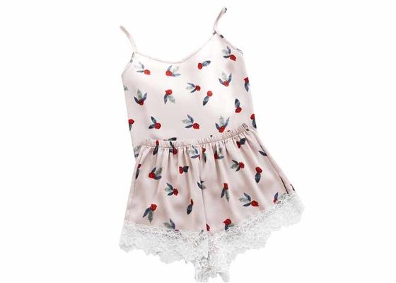 Durable Screen Print Womens Onesie Pajamas Breathable With Lace Edge