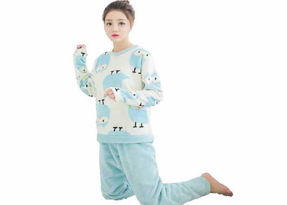 Eco Friendly Womens Flannel Pajamas Sets 240GSM Flannel Fleece 100% Polyester