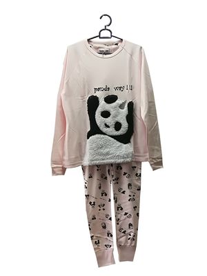 Comfortable Winter Womens Long Sleeve Pajama Sets Animal Applique Embroidery